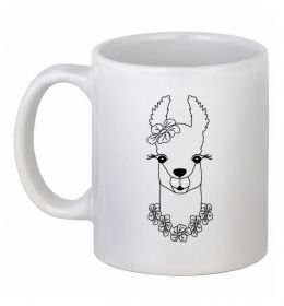 Чашка керамическая Лама дівчинка в квітах