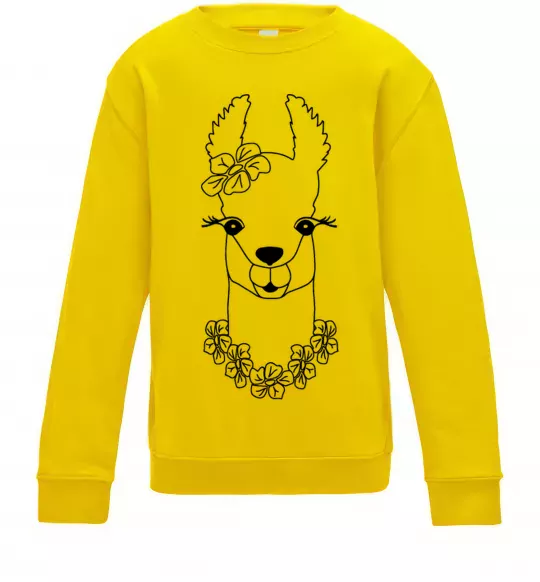 Детский Свитшот Лама дівчинка в квітах Солнечно желтый фото