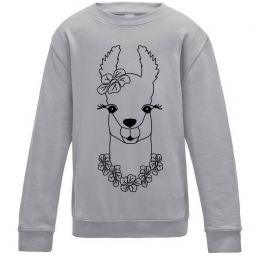 Дитячий світшот Лама дівчинка в квітах Дитячий світшот Лама дівчинка в квітах