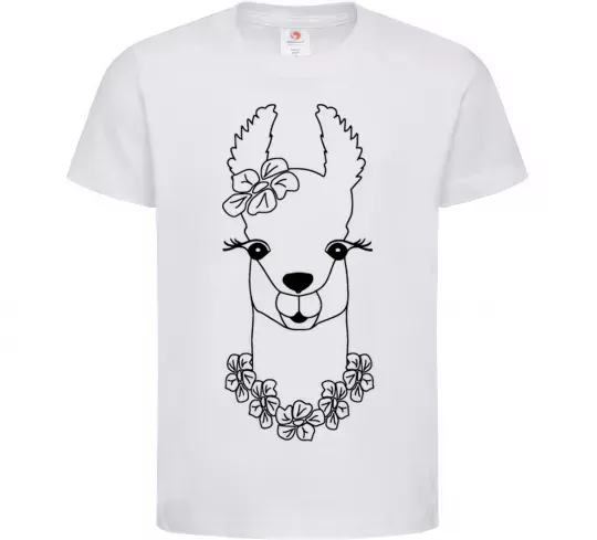 Детская футболка Лама дівчинка в квітах Белый фото