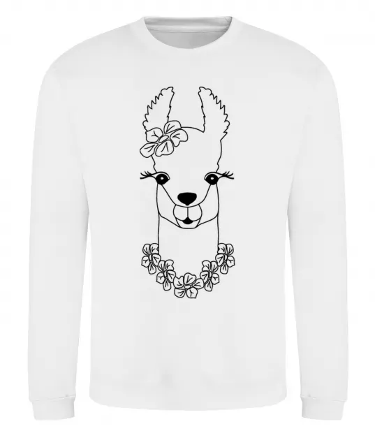 Свитшот Лама дівчинка в квітах Белый фото