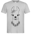 Мужская футболка Лама дівчинка в квітах Серый фото