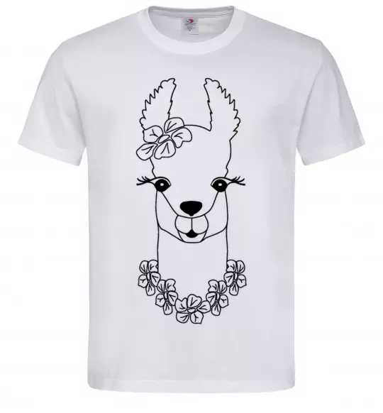 Мужская футболка Лама дівчинка в квітах Белый фото