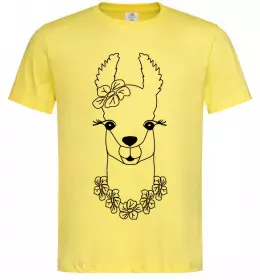 Мужская футболка Лама дівчинка в квітах Лимонный фото