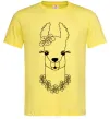Мужская футболка Лама дівчинка в квітах Лимонный фото