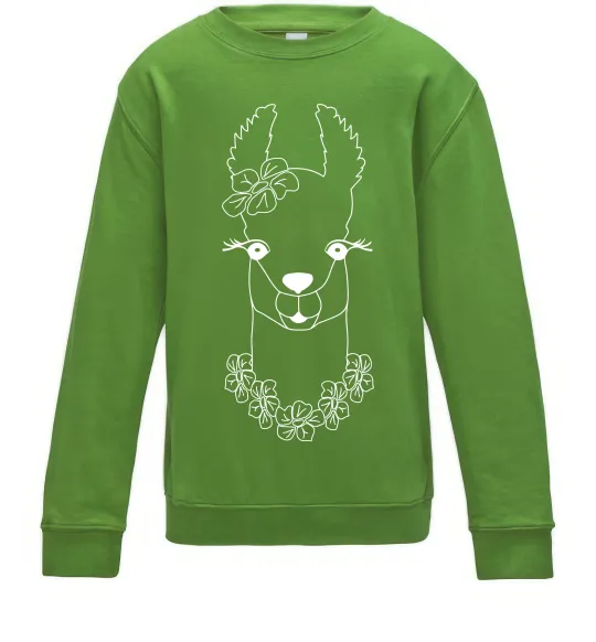 Детский Свитшот Лама дівчинка в квітах Лаймовый фото