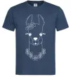 Мужская футболка Лама дівчинка в квітах Темно-синий фото