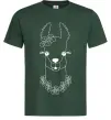 Мужская футболка Лама дівчинка в квітах Темно-зеленый фото