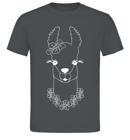 Мужская футболка Лама дівчинка в квітах Графит фото