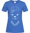 Женская футболка Лама дівчинка в квітах Ярко-синий фото
