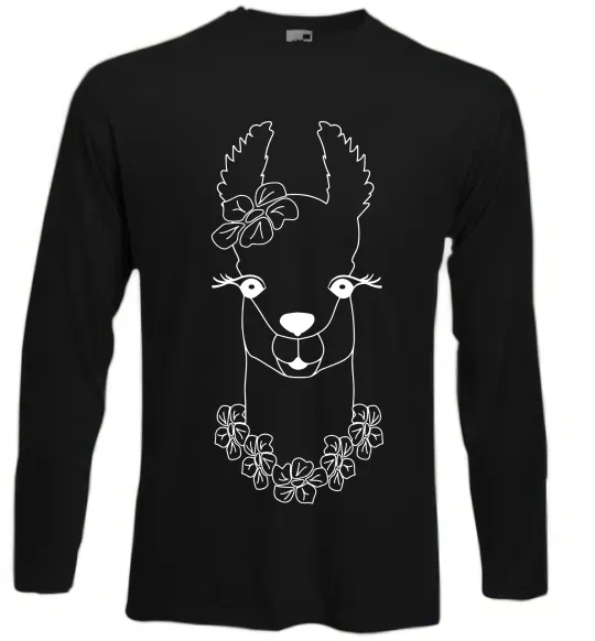 Лонгслив Лама дівчинка в квітах Черный фото