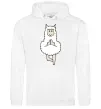 Мужская толстовка (худи) Лама йога Белый фото