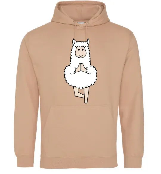 Мужская толстовка (худи) Лама йога Песочный фото