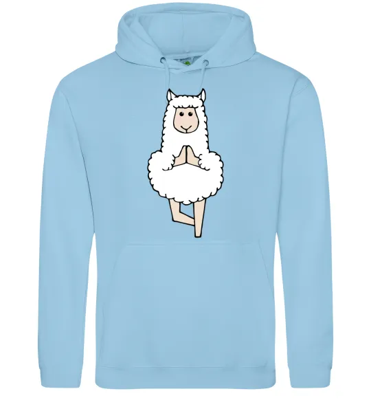 Мужская толстовка (худи) Лама йога Голубой фото