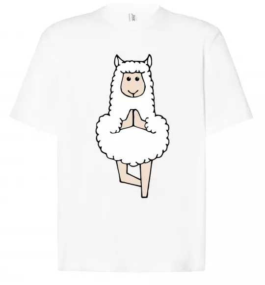 Футболка Оверсайз Лама йога Белый фото
