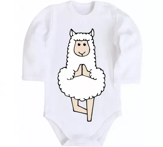 Дитячий бодік Лама йога Білий фото
