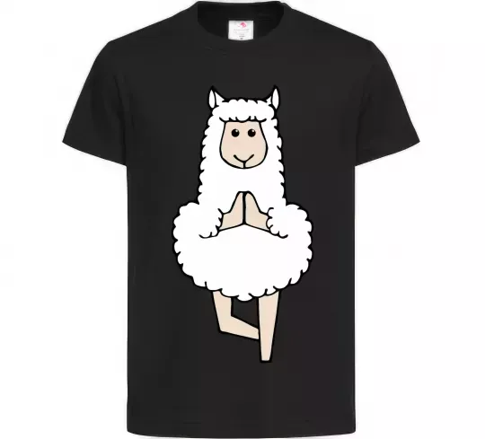 Детская футболка Лама йога Черный фото