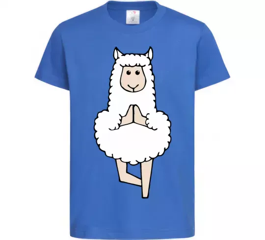 Детская футболка Лама йога Ярко-синий фото