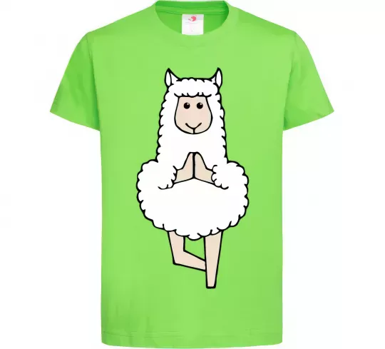 Детская футболка Лама йога Лаймовый фото