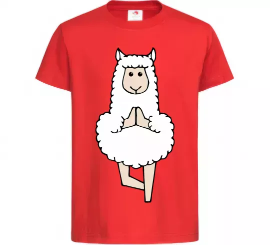 Детская футболка Лама йога Красный фото