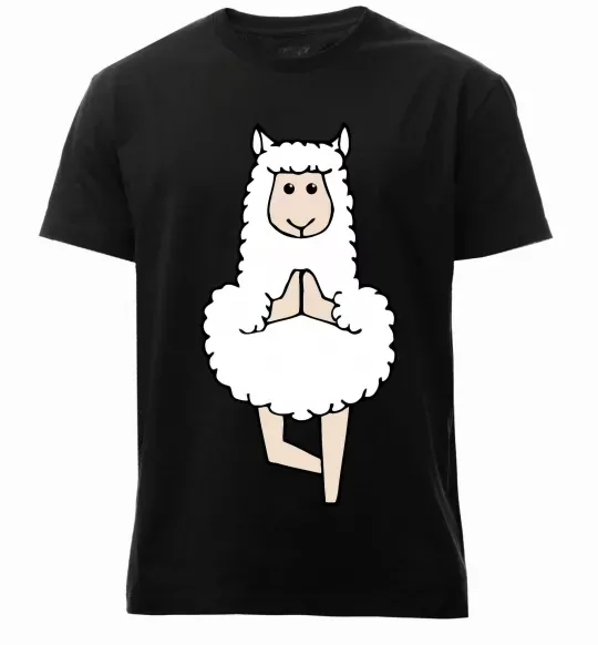Чоловіча преміум футболка Лама йога Чорний фото
