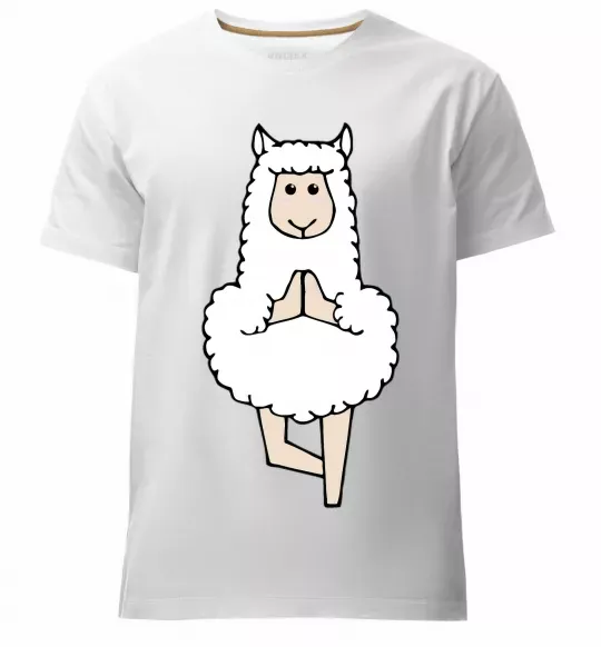Чоловіча преміум футболка Лама йога Білий фото
