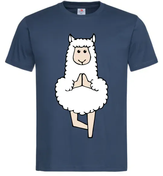 Мужская футболка Лама йога Темно-синий фото