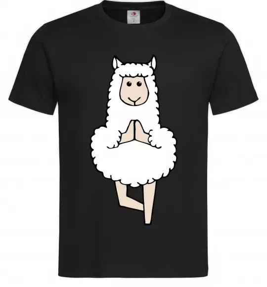 Мужская футболка Лама йога Черный фото