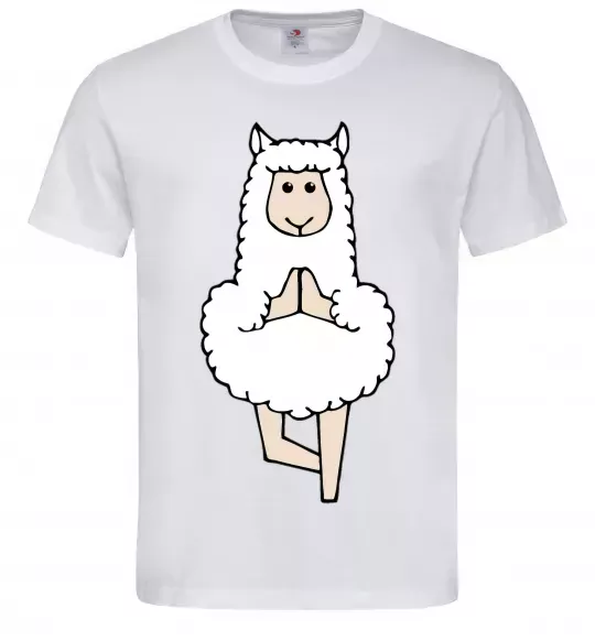 Мужская футболка Лама йога Белый фото