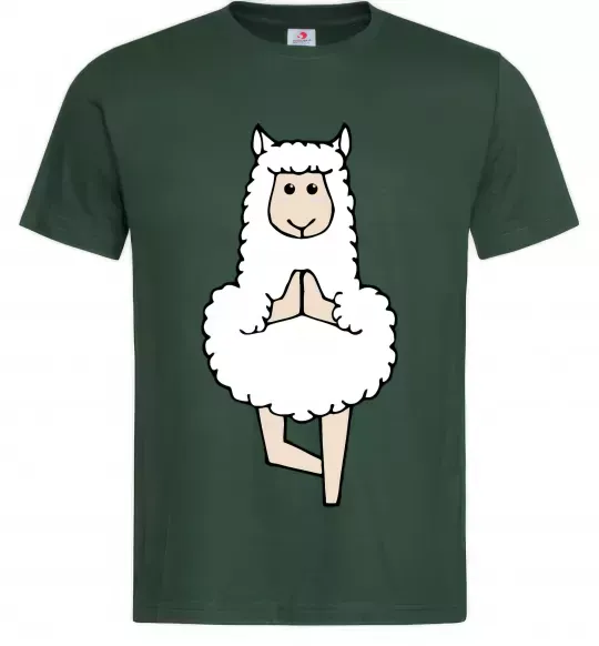 Мужская футболка Лама йога Темно-зеленый фото