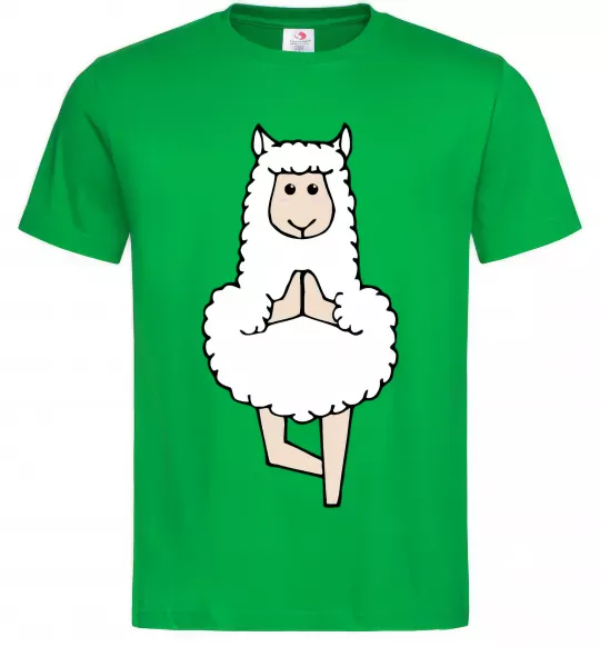 Мужская футболка Лама йога Зеленый фото