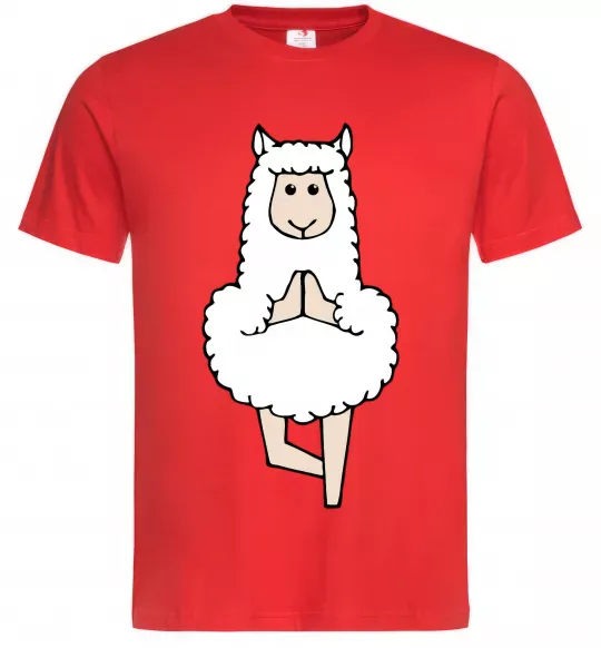 Мужская футболка Лама йога Красный фото