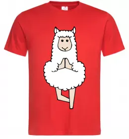 Мужская футболка Лама йога Красный фото