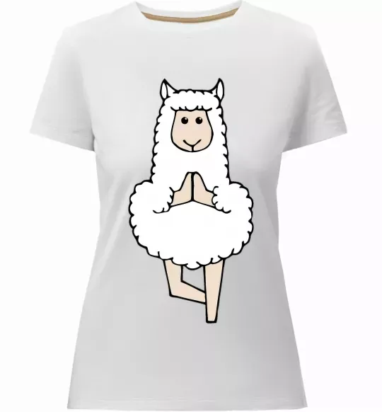Жіноча преміум футболка Лама йога Білий фото
