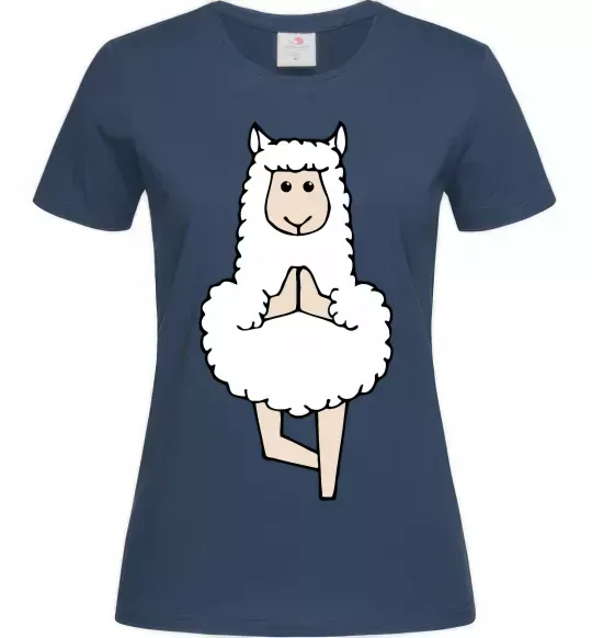Женская футболка Лама йога Темно-синий фото