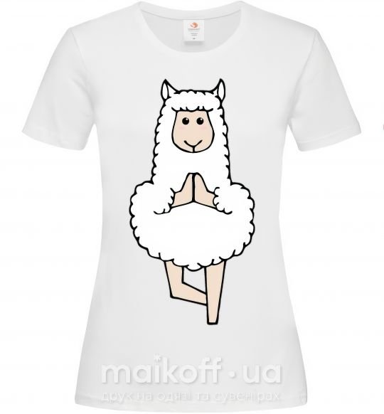 Жіноча футболка Лама йога Білий фото