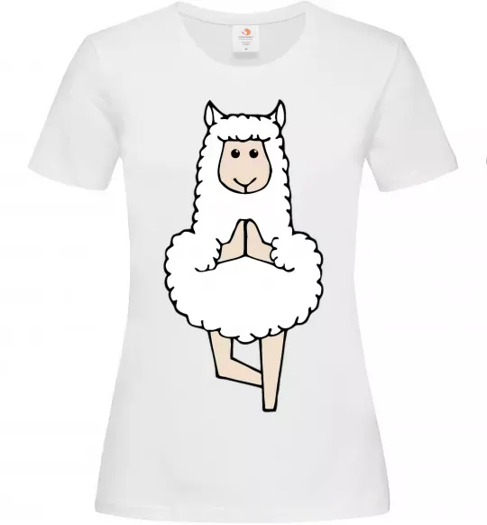 Женская футболка Лама йога Белый фото