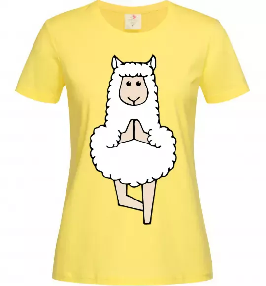Женская футболка Лама йога Лимонный фото