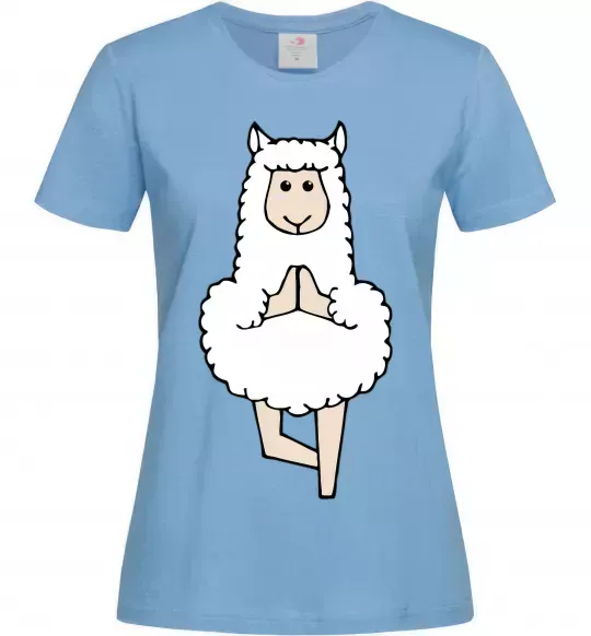 Женская футболка Лама йога Голубой фото