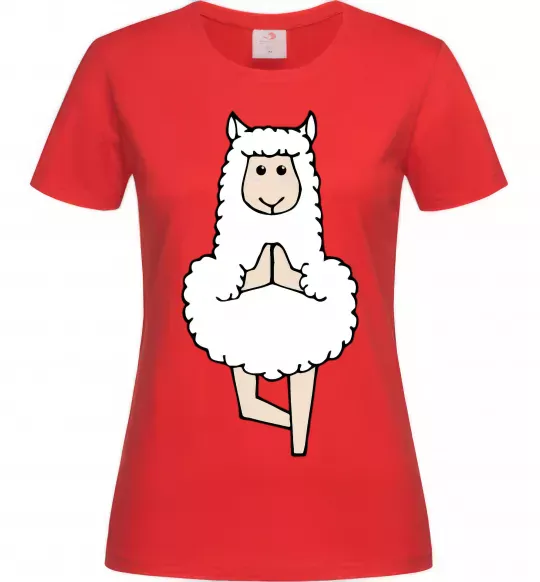 Женская футболка Лама йога Красный фото