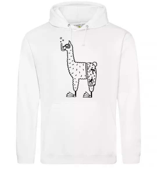 Мужская толстовка (худи) Лама дайвер Белый фото