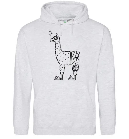 Жіноча толстовка (худі) Лама дайвер Сірий меланж фото