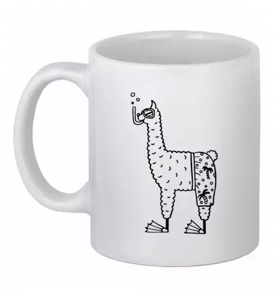 Чашка керамічна Лама дайвер Білий фото