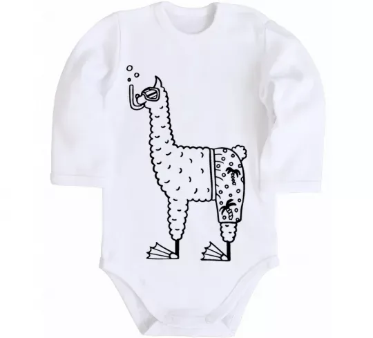 Детский боди Лама дайвер Белый фото