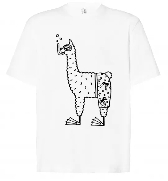 Футболка Оверсайз Лама дайвер Белый фото