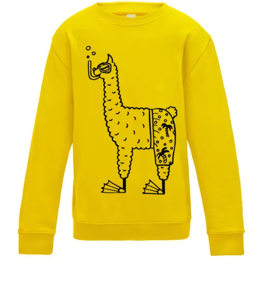 Детский Свитшот Лама дайвер Солнечно желтый фото