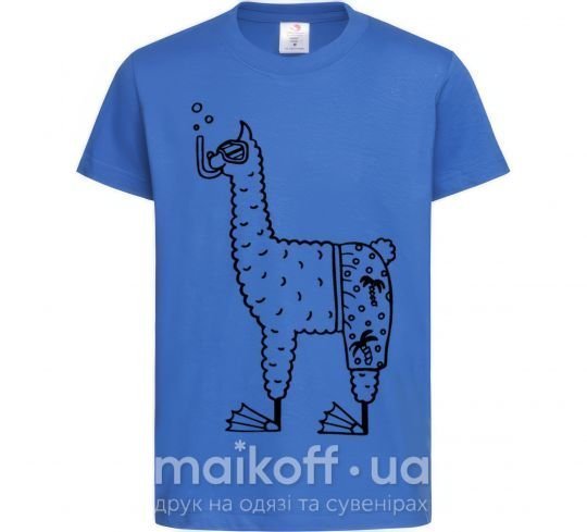 Детская футболка Лама дайвер Ярко-синий фото