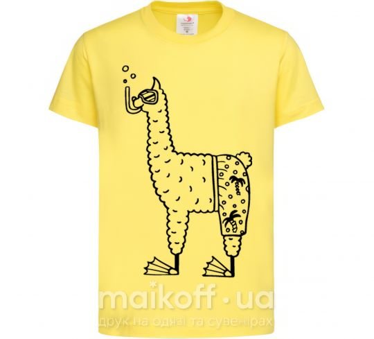 Детская футболка Лама дайвер Лимонный фото
