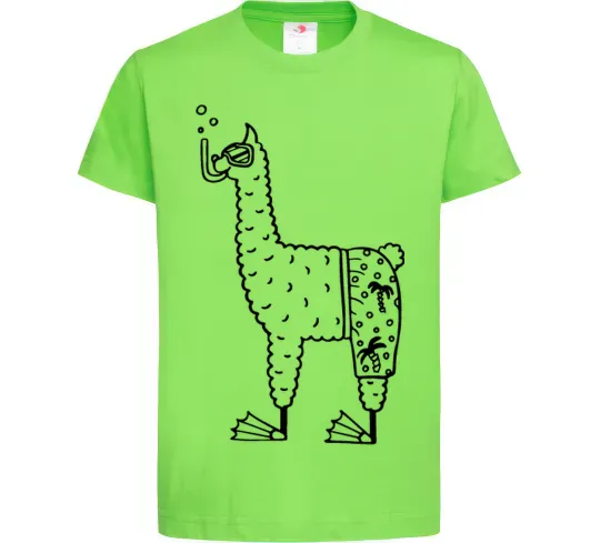 Дитяча футболка Лама дайвер Лаймовий фото