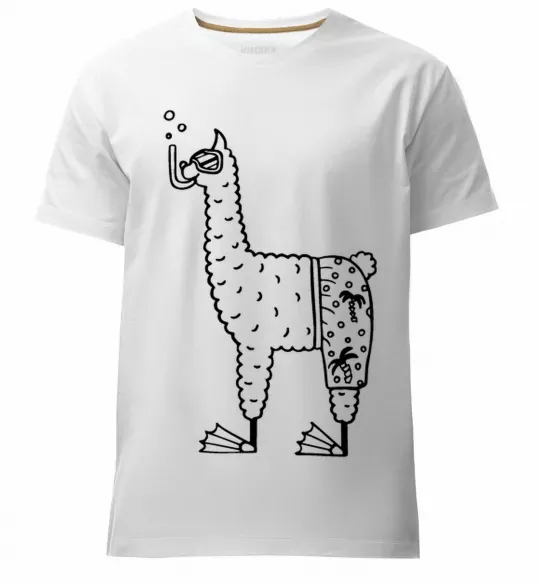 Чоловіча преміум футболка Лама дайвер Білий фото